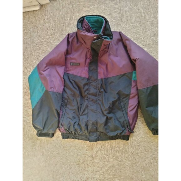 Columbia Coat Men's Large 1990s 2 in 1 Jacket Double Zip radial sleeve fleece - Picture 1 of 12